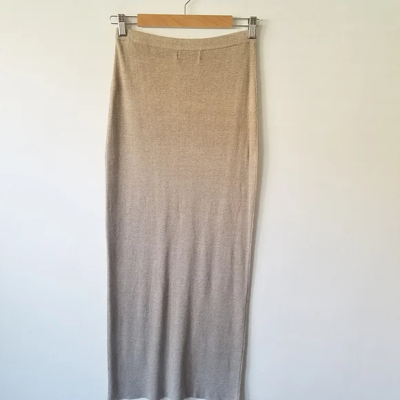 VINTAGE Babette Ballinger 100% Linen Beige Knit Maxi Skirt Size M - Picture 4 of 8